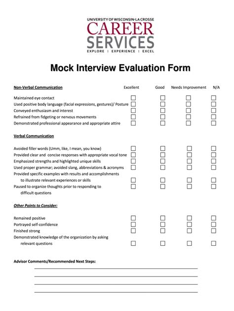 Mock Interview Feedback Form