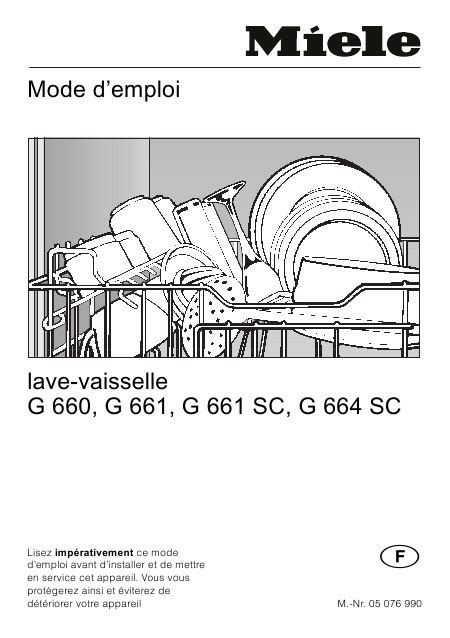 Mode d'emploi miele g 575 lave vaisselle. - Nabh manual standards and objective elements.