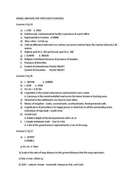 Model Answers For Topo Sheet Exercises PDF River Stream