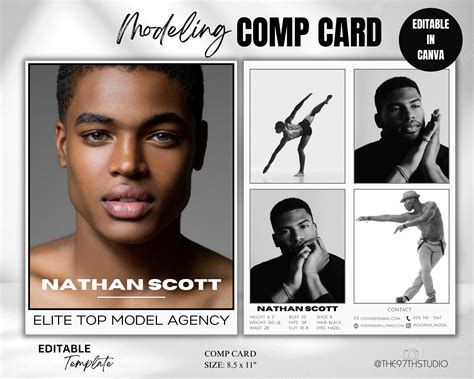 Model Comp Card Template Modeling Comp Card Fashion Model Etsy in