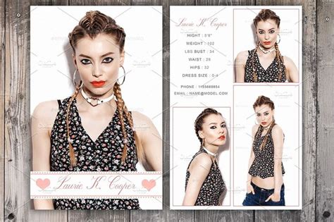 Model Comp Card Template Templates Creative Market