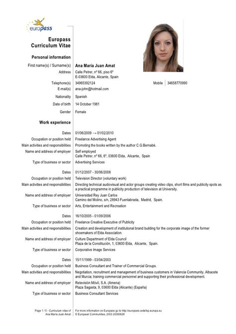 Model Curriculum Vitae European Completat