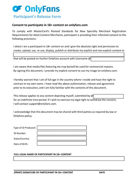 Model Release Form In Onlyfans How To Get Model Consent Form In