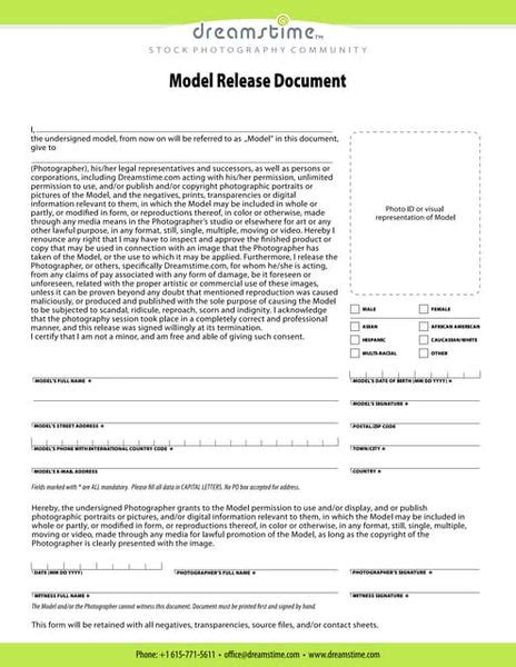 Model Release Form Minor Under 18
