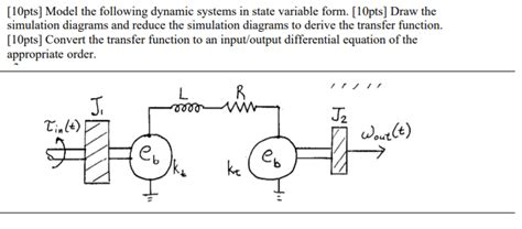 Model the following dynamic systems in state variable
