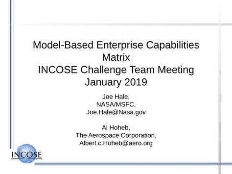 Model-Based Enterprise Capabilities Matrix INCOSE IW …