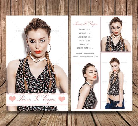 Modeling Comp Card Template Fashion Model comp card MS Etsy
