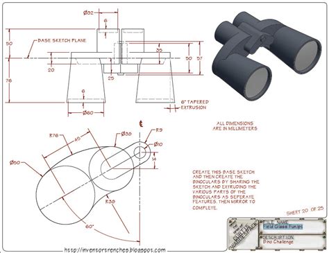 Modeling Field Glass Fun (Autodesk Inventor Practice Part Drawings
