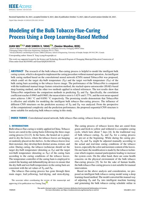 Modeling of the Bulk Tobacco Flue-Curing Process Using a Deep …