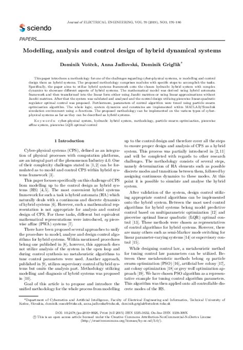 Modelling Analysis And Design Of Hybrid Systems