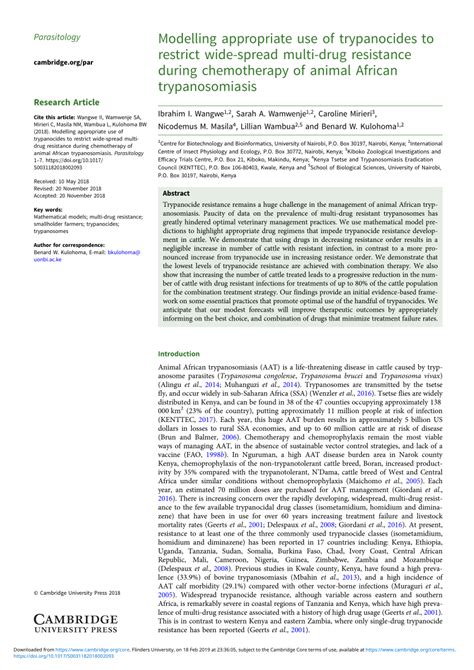 Modelling appropriate use of trypanocides to restrict