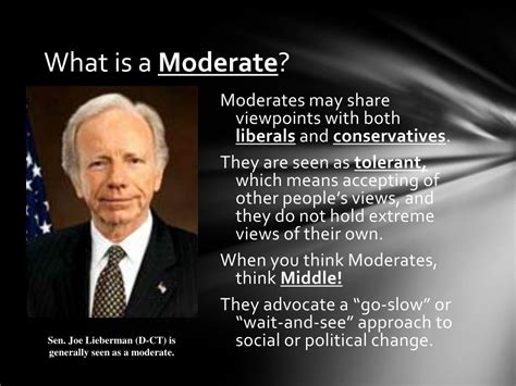 Moderate political beliefs. 15 May 2014 ... III. Moderates on Politics ... Liberals and conservatives think their own parties are moderate, but moderates don't. ... When asked to rank ... 