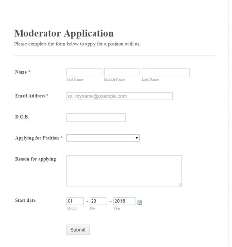 Moderator Application template ProBoards Support