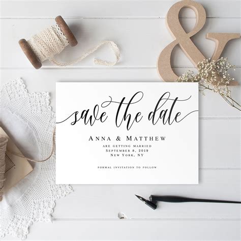 Modern Black and White Digital Save the Date Template - Etsy