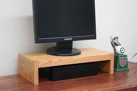 Modern Computer LED LCD TV Monitor Riser Stand Oak Wood by JDI Home