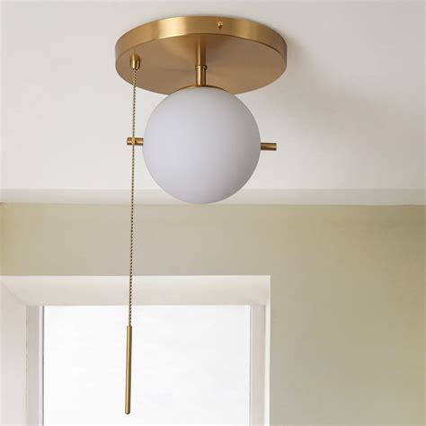 Modern Designer Pull Chain Ceiling Light Globe Glass Shade