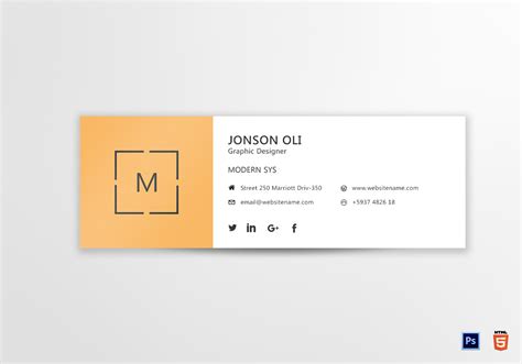 Modern Email Signature Design Template in PSD, HTML