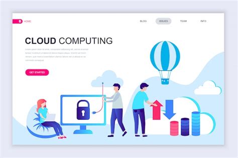 Modern Flat Web Page Design Template Of Cloud Technology Page design, Design template, Flat web