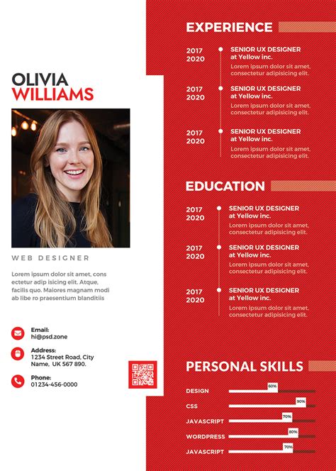 Modern Resume Curriculum Vitae Template PSD PSD Zone