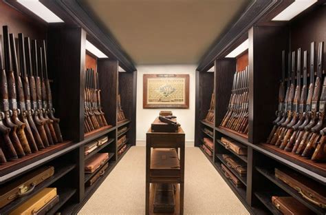 Modern gun room ideas. In this example, the room becomes an in-home bowling alley. Individuality is the key to this modern and hip man cave. Graffiti lines the walls, a sharp contrast to the staid design of traditional bowling alleys. Designs like this don’t have to be done by hand. For cheap man cave ideas, look into having prints made for your space. 28. 