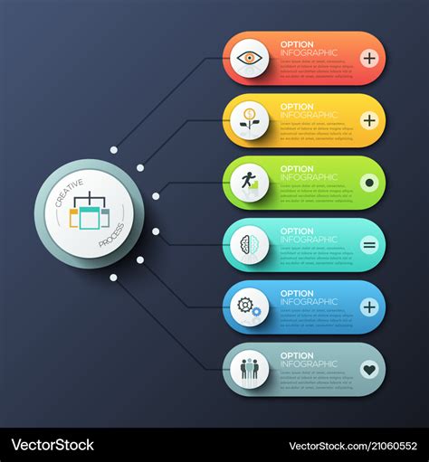 Modern infographic design template with 6 rounded Vector Image