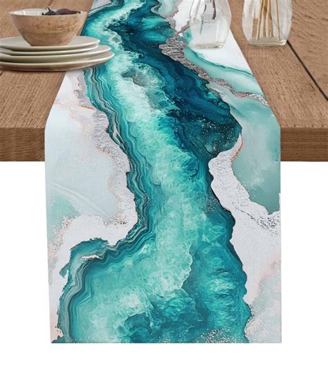 Modern marble sculpture. com Buy Turquoise Marble Table Runner 72 Inches, Modern Abstract A...