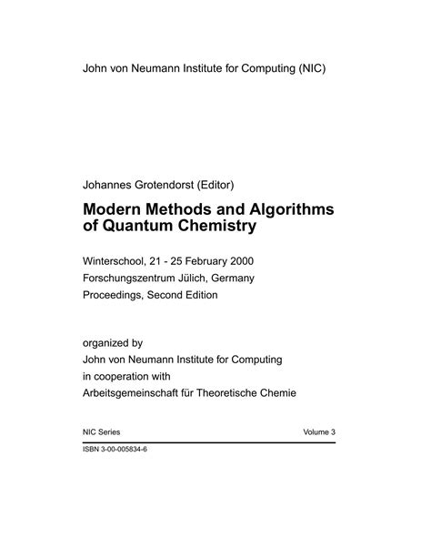 Modern methods and algorithms of quantum chemistry. - Pic robotics a beginners guide to robotics projects using the pic micro.