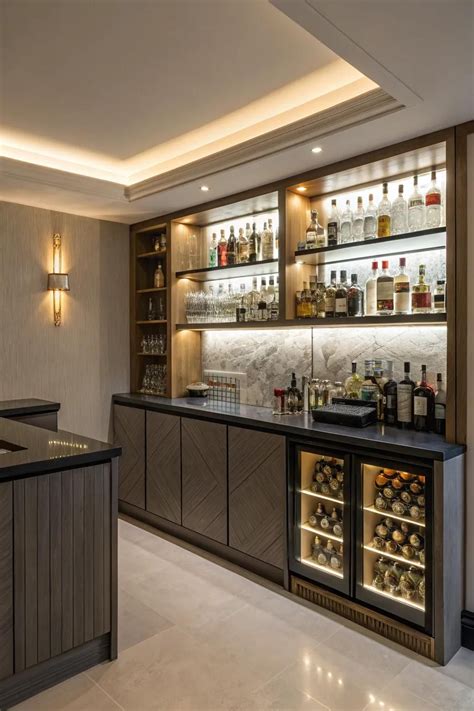 Modern mini bar design for small space.  Discover 21 creative small-space so...