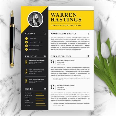 Modern resume layout. A resume should have a simple layout with a header, contain keywords from the job listing, and present your past work in chronological order. ... Use a modern resume header. Just having your name in bold at the top was acceptable in the early 2000s, but modern resumes need more visual appeal to get noticed. 