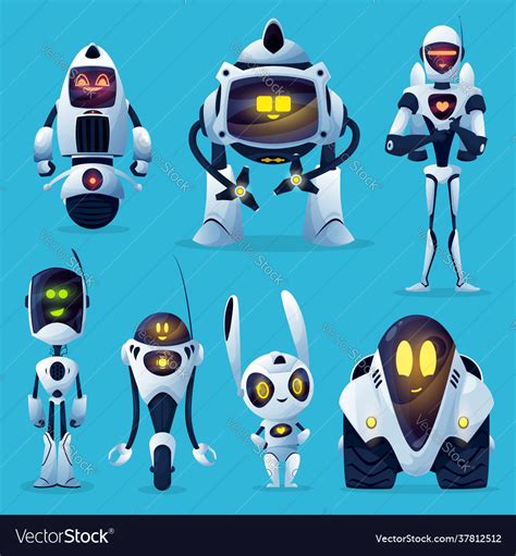 Modern white robots artificial intelligence bots Vector Image