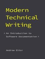 Read Modern Technical Writing An Introduction To Software Documentation By Andrew Etter