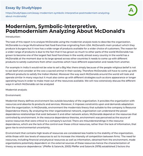 Modernism and Symbolic Interpretive Sample Paper