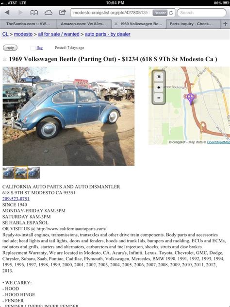 Modesto craigslist auto parts by owner. 2012 Audi A3 (Parting Out) 2/14/2024 California Auto Parts 618 S 9th Street Modesto, CA 95351 