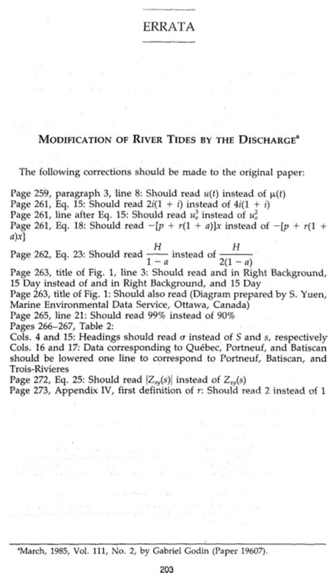 Modification of river tides by the discharge (1985) Gabriel Godin ...