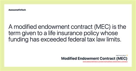 Modified Endowment Contract (MEC) AwesomeFinTech Blog