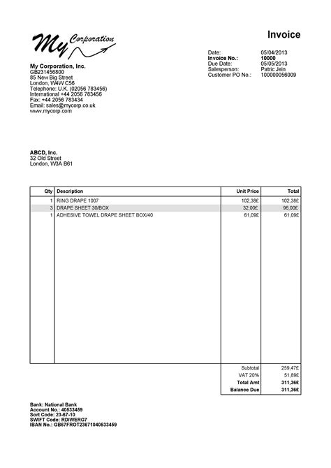 Modify European Invoice Help Center