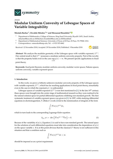 Modular Uniform Convexity of Lebesgue Spaces of Variable …