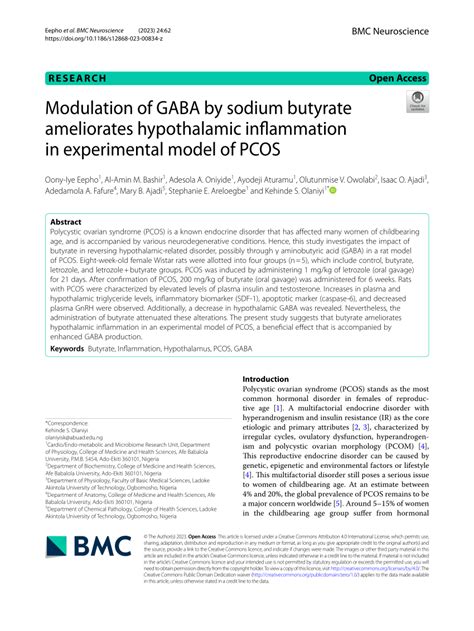 Modulation of GABA by sodium butyrate ameliorates. 