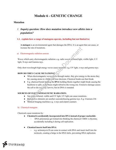 Module 6 Genetic Change Worksheets - K12 Workbook