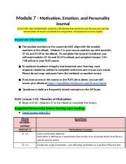 Module 7 Ap Psych Motivation, Emotion, and Personality Journal