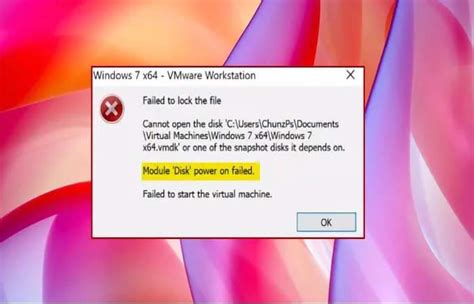 Module disk power on failed cannot open the disk or one of the snapshot disks it depends...