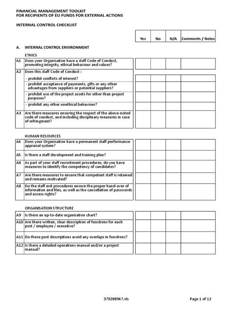 Module1 Internal Control Checklist en 0 PDF Cheque Internal Control