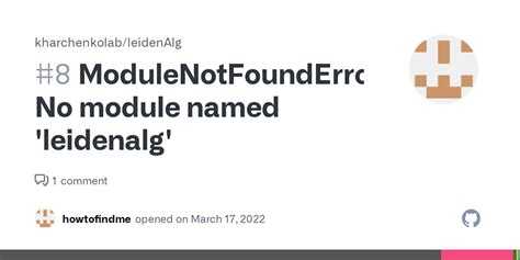 Modulenotfounderror no module named leidenalg.  I want to install leidenalg...