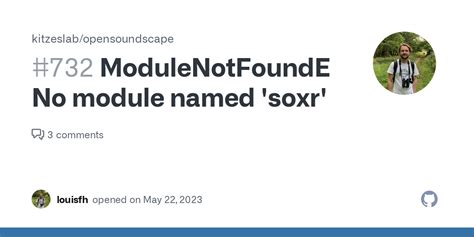 Modulenotfounderror no module named soxr. 0 from this commit gets me this new ...