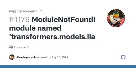 Modulenotfounderror no module named transformers models llama.  Question from lla...