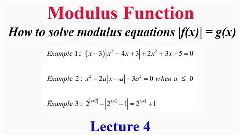 Modulus functions.  Jun 19, 2025 · Learn how to solve modulus equations for your A level...