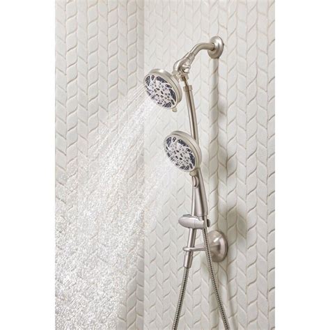 MOEN. (209) Questions & Answers (31) Spot resist brushed nickel finish compliments a modern bathroom. Duel shower heads and the Infiniti dial provide …. 