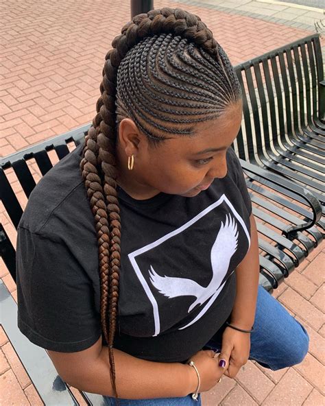 12. Simple Half Cornrows Half Curls. image source. Box braids are one of the most well-known Afro-textured hairstyles. It also looks great with a fishtail braid or a half-up, half-down style, as well as French braids. Crochet braids are built on the base of this cornrow pattern.. 