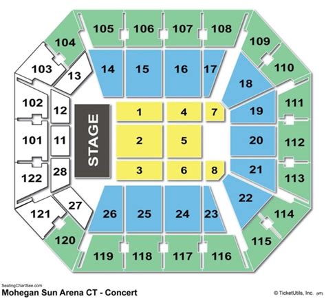 On the Mohegan Sun Arena seating chart, 100-Lev