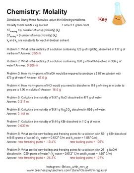 Molality Answers Key